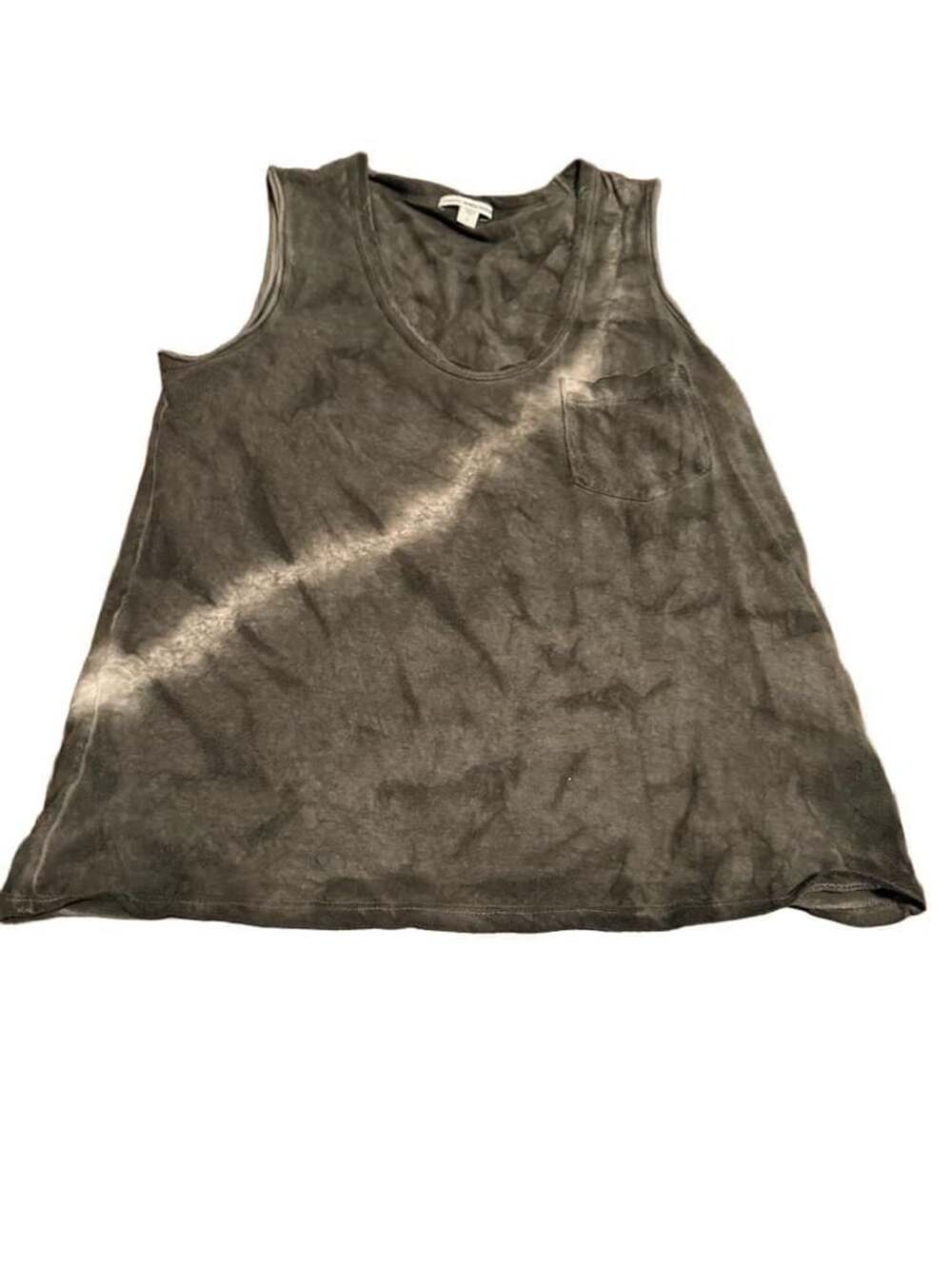James Perse Tie Dye Tank Top Size 1 Black Cotton Sleeveless Pocket small